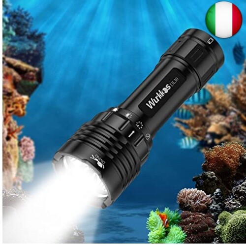 Wurkkos DL30 Torcia Subacquea, Torcia Subacquea da 3600 Lumen Ricaricabile,