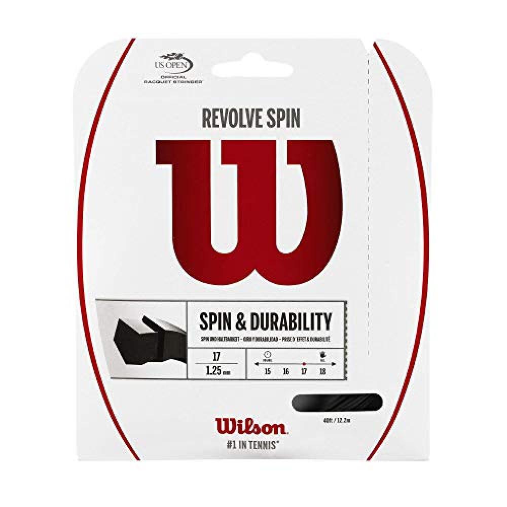(TG. 17) Wilson WRZ958900 Corda da Tennis Revolve Spin, 12.2 m, Unisex, Nero, 1.