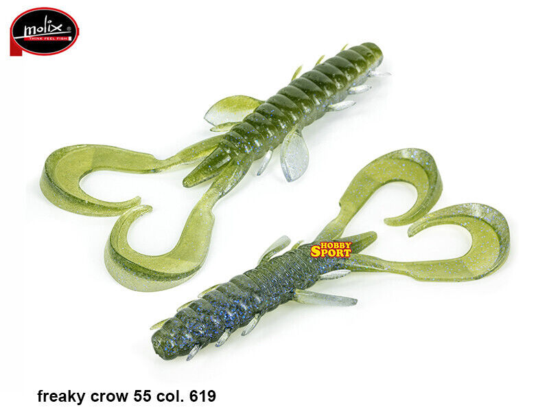 MOLIX FREAKY CRAW 5.5'' COL. 619 ELECTRIC WATERMELON SILICONICO X B.BASS  4 PZ