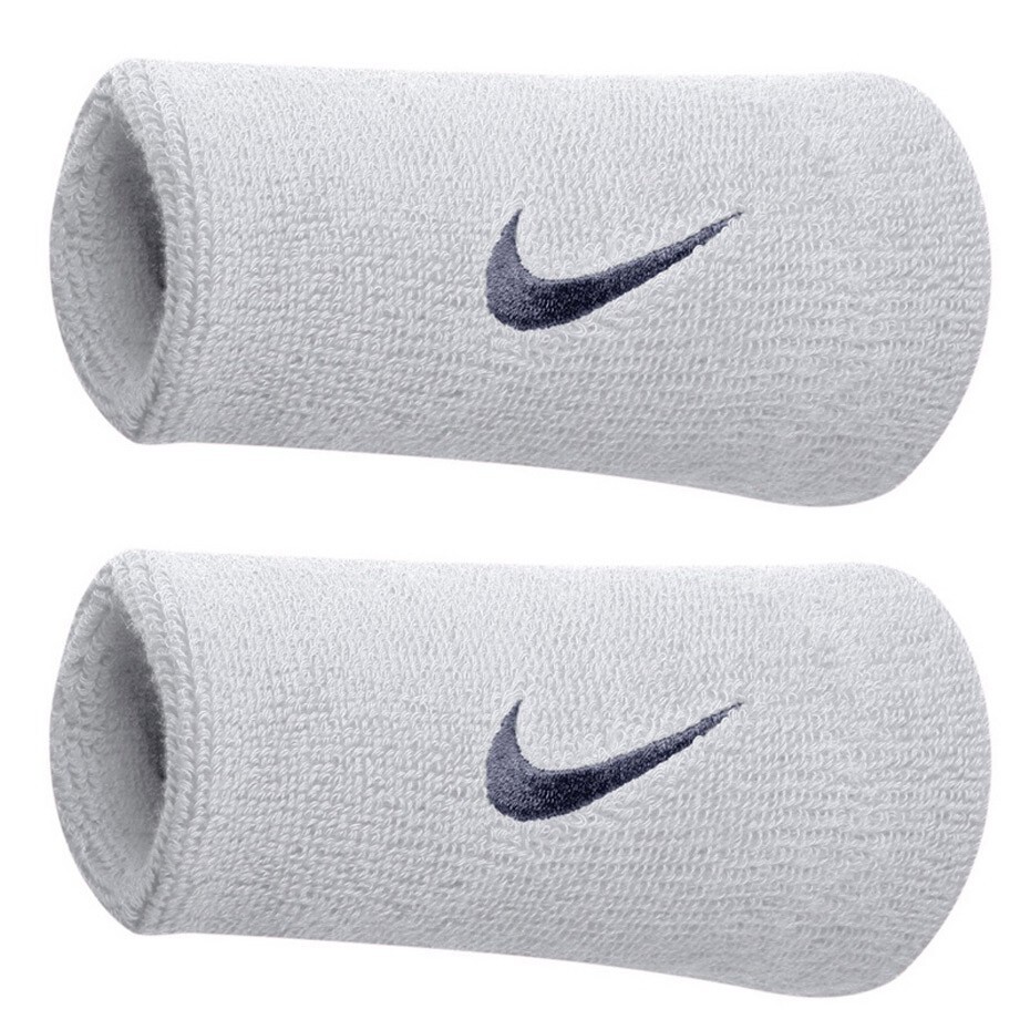 Coppia di Polsini Alti Tennis Padel Nike Swoosh Doublewide Tergisudore Bianco Bl
