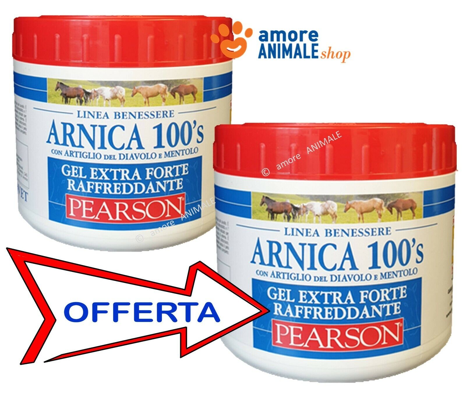 Arnica 100's Pearson 500 ml → Gel RAFFREDDANTE con Artiglio del Diavolo, Mentolo