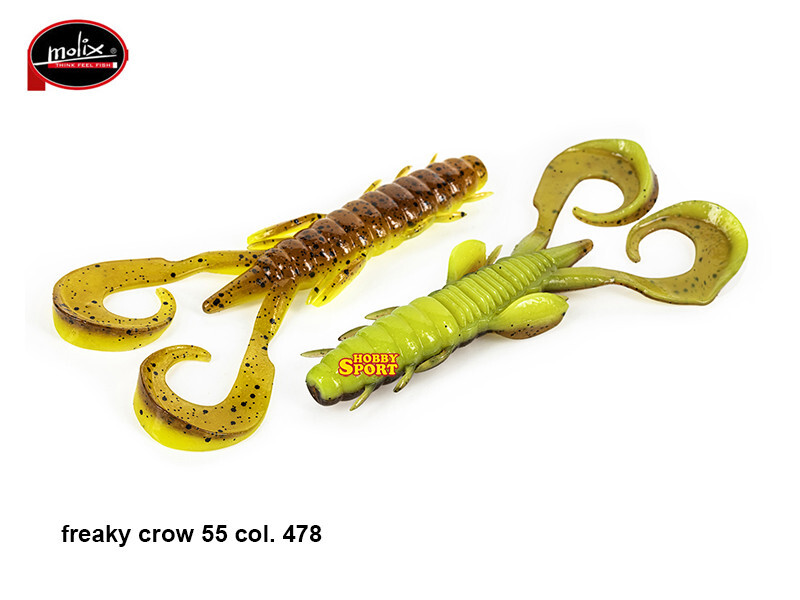 MOLIX FREAKY CRAW 5.5'' COL. 478 UV BROWN CREAM PEPPER SILICONICO X B.BASS  4 PZ