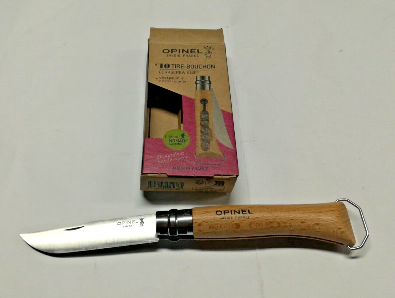 Opinel Coltello Chiudibile Inox N.10 Con Cavatappi