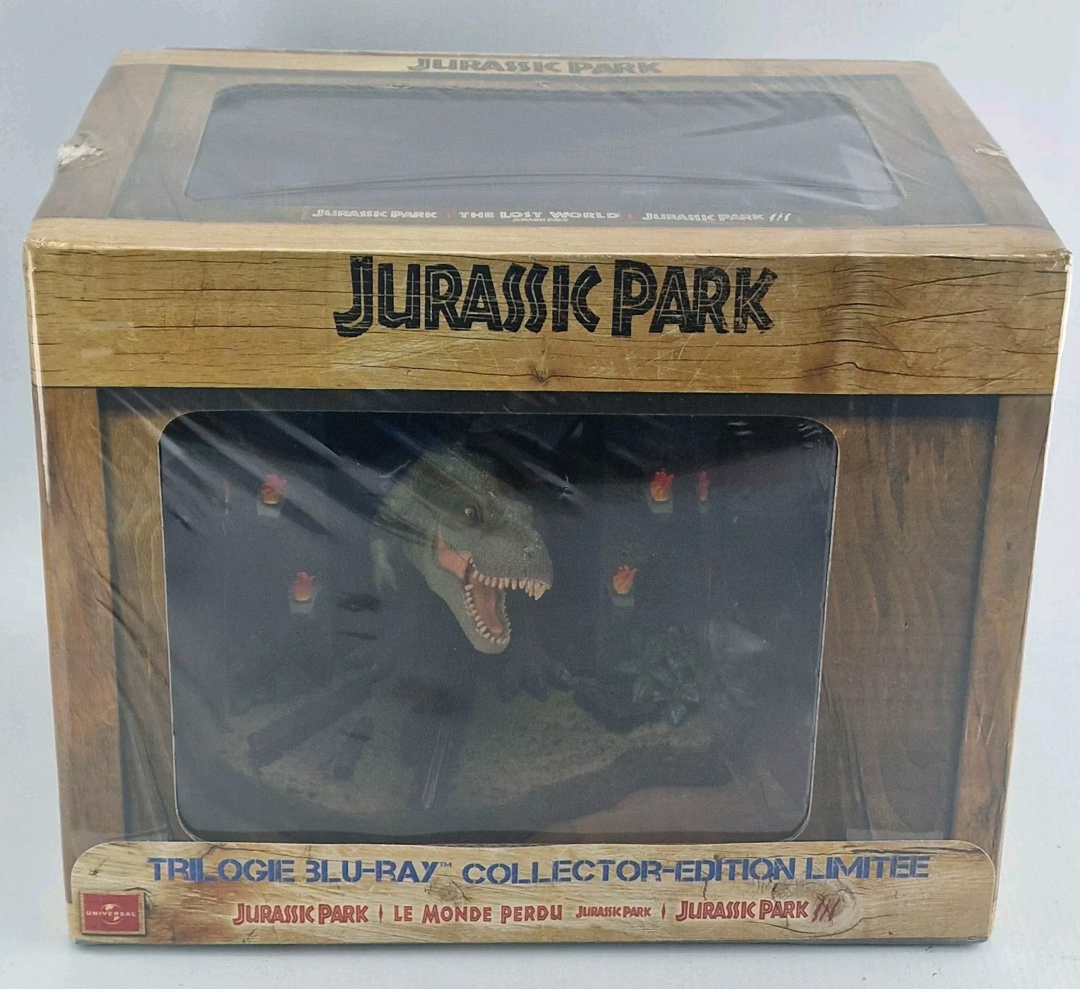 Jurassic Park Trilogy Collezionista 3 Film Blu-Ray + Modellino Resina Del Rex