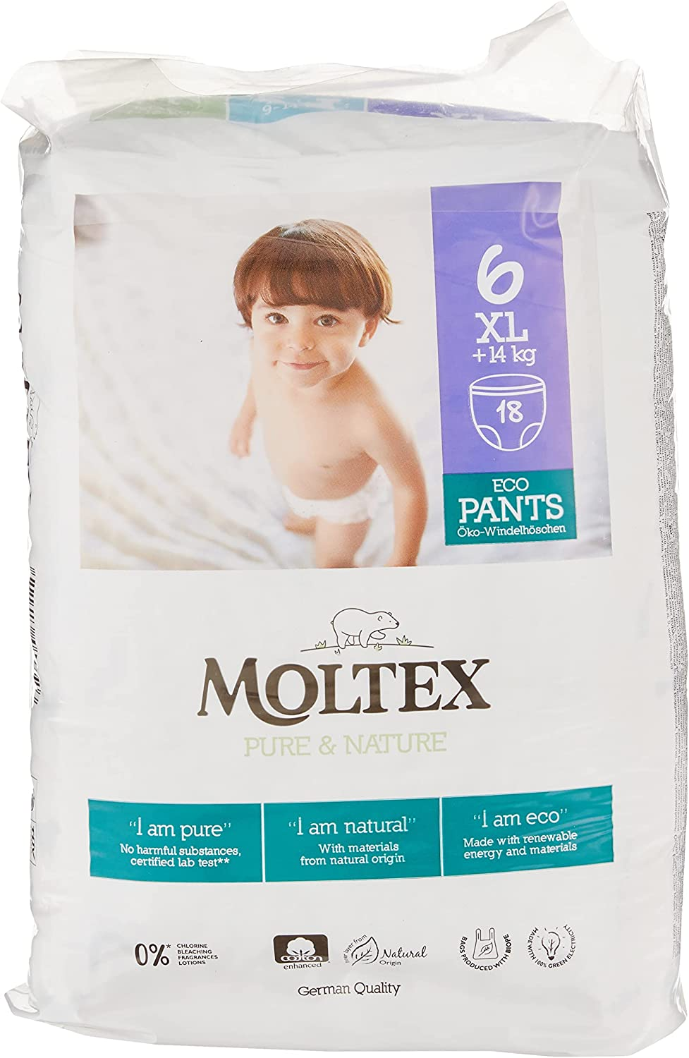 MOLTEX PANNOLINI ECO PANTS TG. 6 XL 14 KG + DA 18 PEZZI