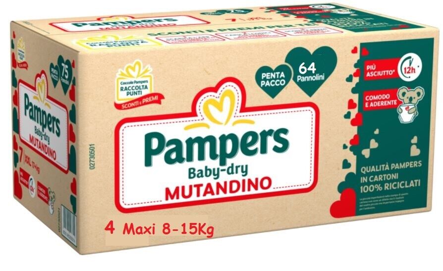 Pampers Baby Dry Mutandino Quadripack Pannolini Taglia 4 Offerta 64 Pannolini