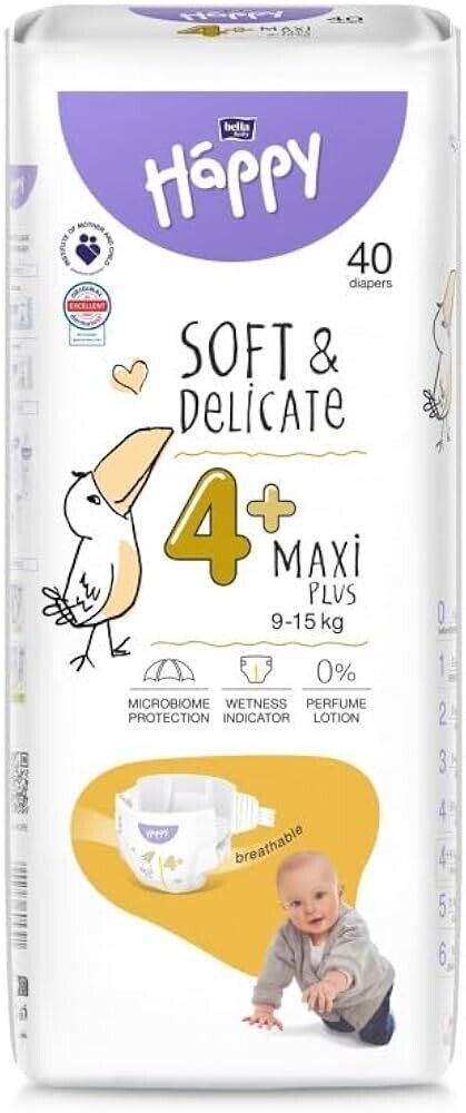 PANNOLINI MAXI PLUS TG 4+ DA 9-15KG HAPPY BELLA BABY SCORTA 40PZ