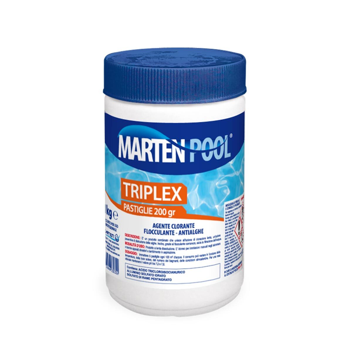 1KG CLORO - Triplex Multiazione 3 in 1 - IN PASTIGLIE DA 200GR PER PISCINE PISCI