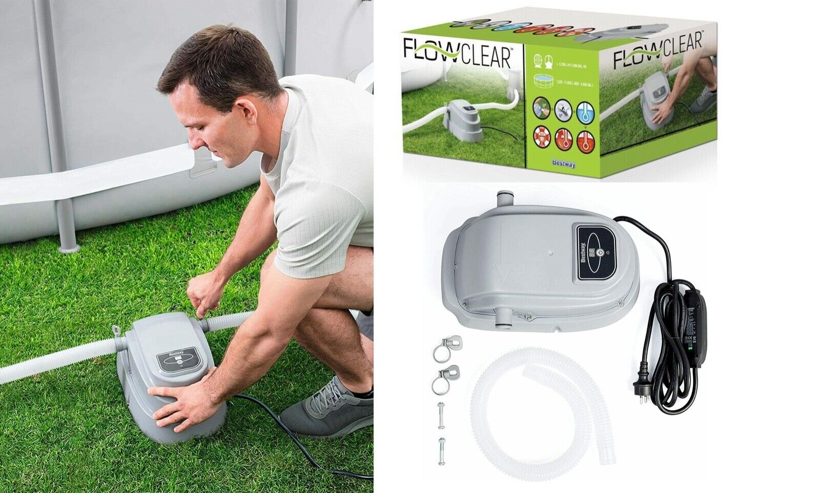 Bestway 58259 Riscaldatore Piscina 2800W Pompa di Calore Riscaldamento Acqua