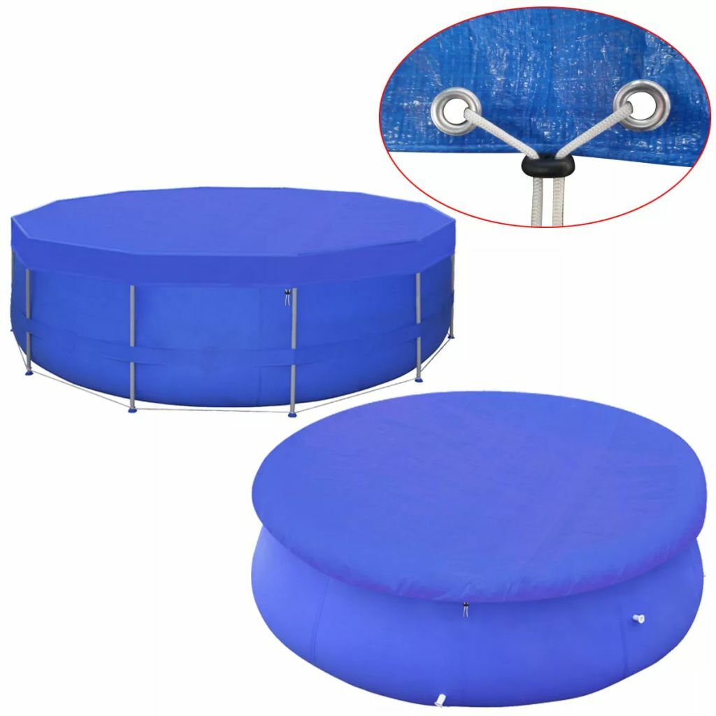 AX Copertura Piscine CopriPiscina ø460cm Blu Fuori Terra Fori Scarico New 91151