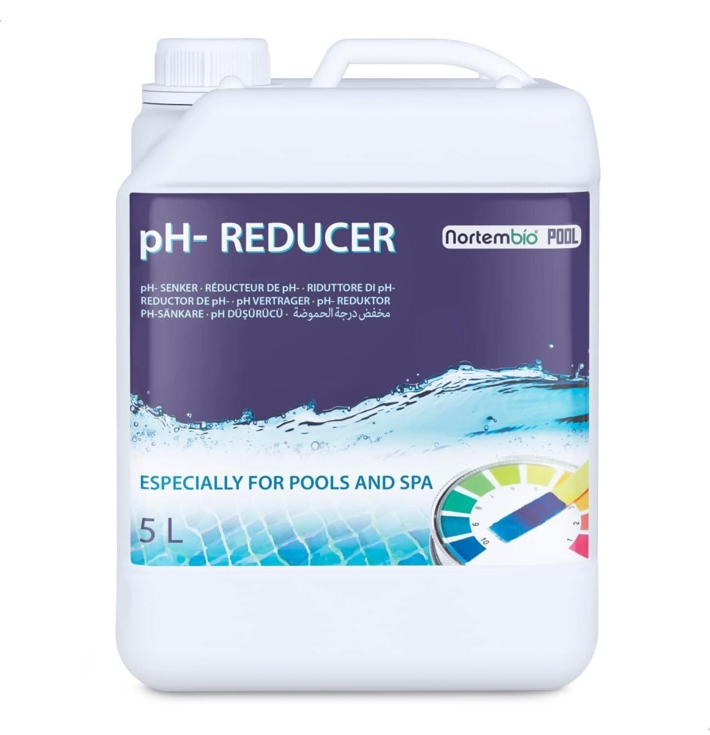 Nortembio Pool PH- Minus 5 L, Riduttore Naturale di PH per Piscina e Spa