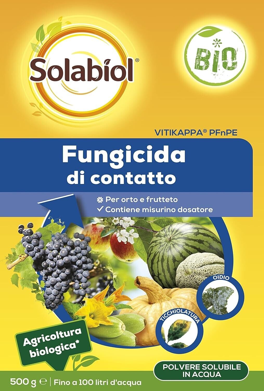 Solabiol Vitikappa Fungicida di Contatto PFnPE Solubile per Orto e Frutta 500g