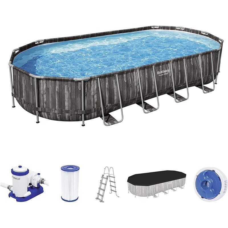 BESTWAY PISCINA FUORI TERRA POWER STEEL COMFORT JET OVALE 732 X 366 X 122 CM