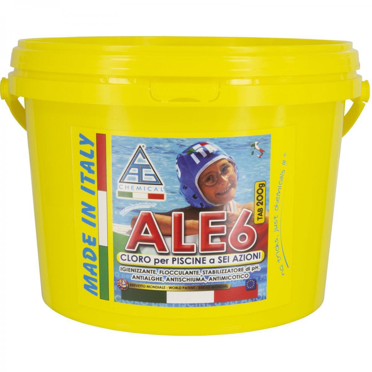 CLORO 6 FUZIONI PASTIGLIE PISCINA kg5 ALE6 DISINFETTANTE ANTIALGHE FLOCCULANTE
