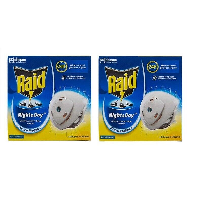 RAID NIGHT&DAY 2 BASI + 2 RICARICHE ANTIZANZARE