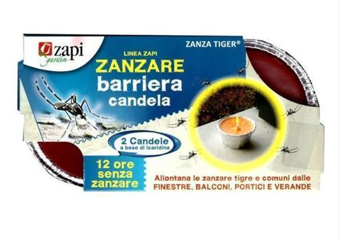 2 CANDELE ZAPI BARRIERA ANTI ZANZARE A BASE DI ICARIDINA