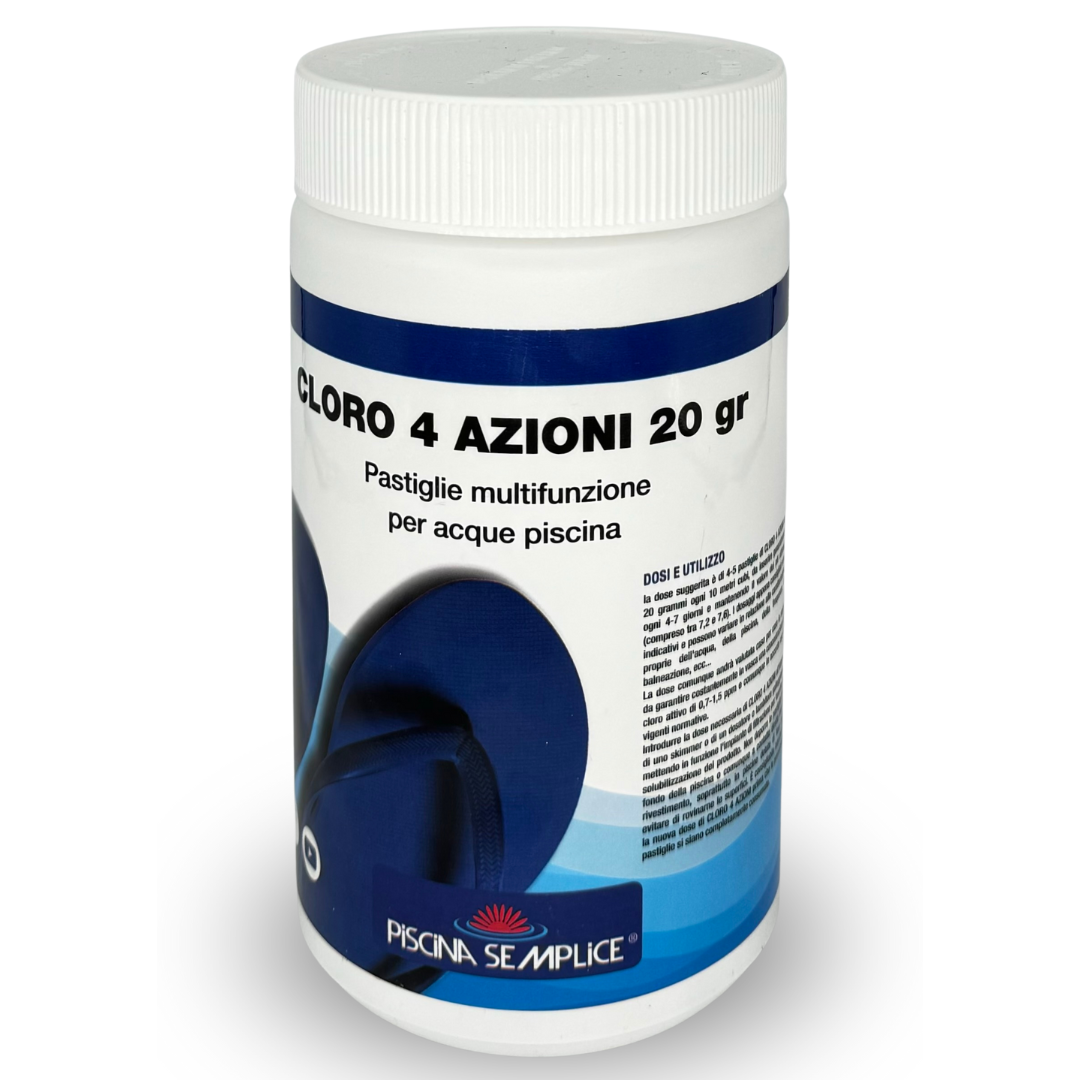 Lapi CLORO 4 AZIONI in PASTIGLIE da 20 gr MULTIFUNZIONE per PISCINA e SPA 1 kg