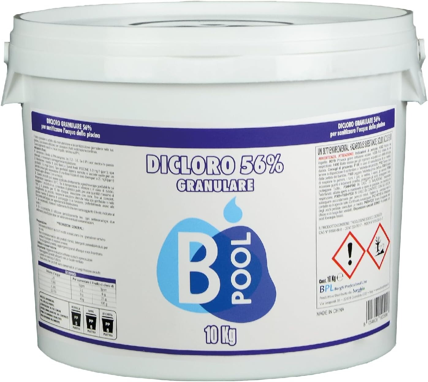 B Pool CLORO GRANULARE DICLORO 56% TRATTAMENTO RAPIDO SHOCK ACQUA PISCINA 10 kg