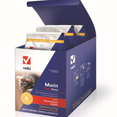 Esca Topicida Buste Murin Forte Pasta per topi e ratti - Box da 3x500 g (1,5 Kg)