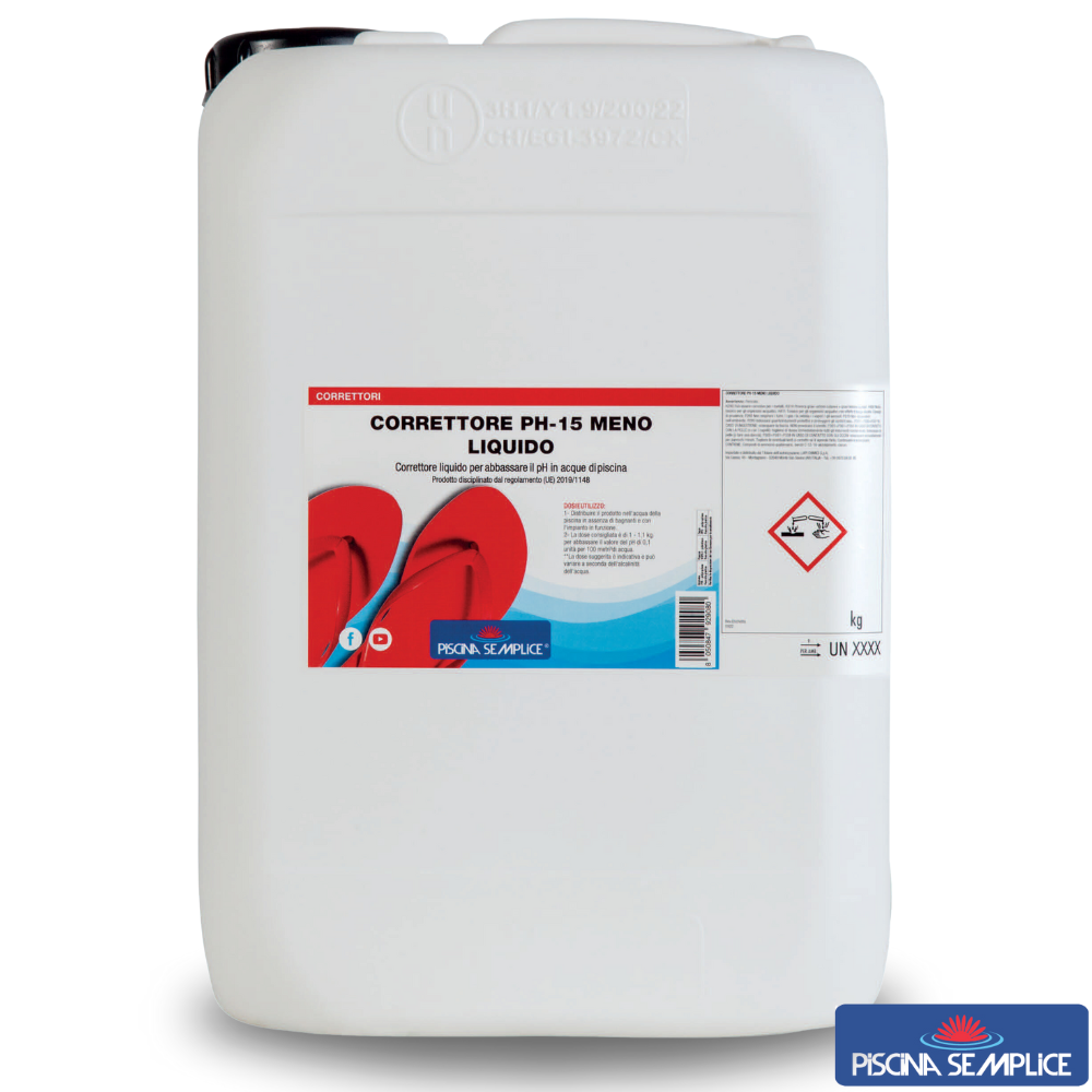 Lapi PH- 15 MENO LIQUIDO CORRETTORE RIDUTTORE PH MINUS per ACQUA PISCINA 25 kg