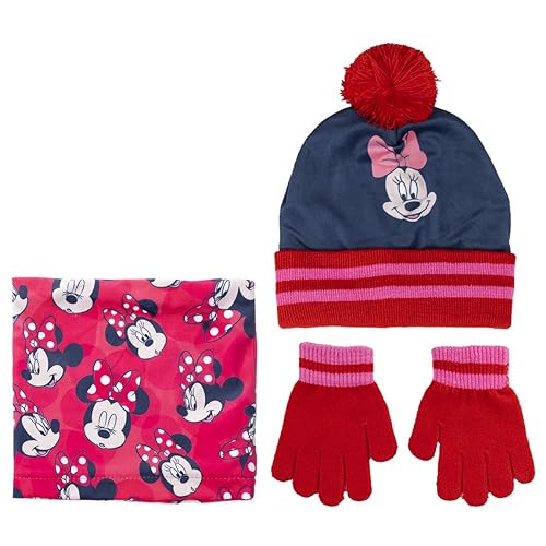 Disney Set Con Cappellino Invernale, Guanti E Scaldacollo Di Minnie Berretto, Blu, Estándar Unisex Kids