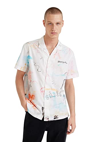 Desigual Cam_David, 1001 T-Shirt, Bianco, L Uomo
