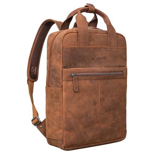 Stilord 'Bryn' Zaino Porta Pc Grande In Pelle Vintage Xl Zaino Per Pc Macbook Da 16 Pollici Per Uomo Donna Business Backpack Per Ufficio Viaggio In Cu