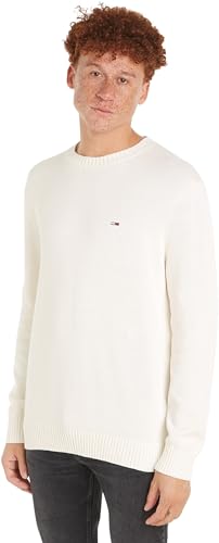 Tommy Jeans Uomo Tjm Slim Essntls C-Neck Sweater Dm0Dm18370, White (Ancient White), Xl
