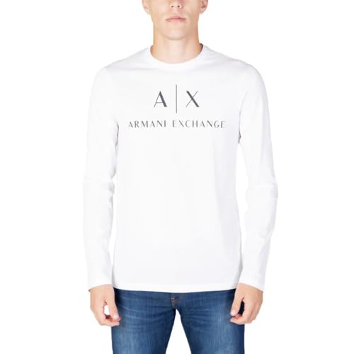 Armani Exchange A| X Long Sleeve Logo Crewneck T-Shirt, White, Xxl Uomo