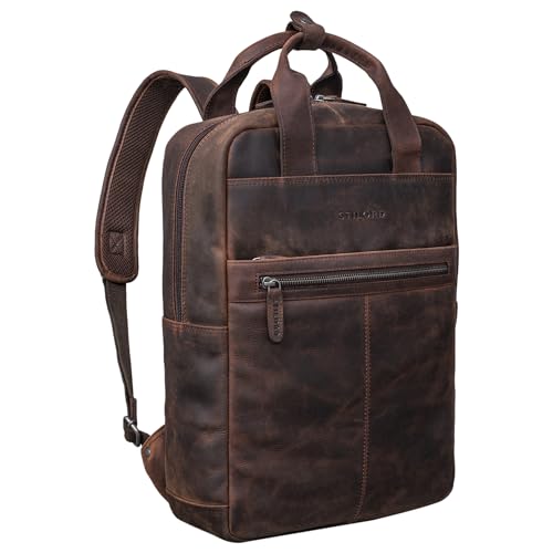 Stilord 'Bryn' Zaino Porta Pc Grande In Pelle Vintage Xl Zaino Per Pc Macbook Da 16 Pollici Per Uomo Donna Business Backpack Per Ufficio Viaggio In Cu