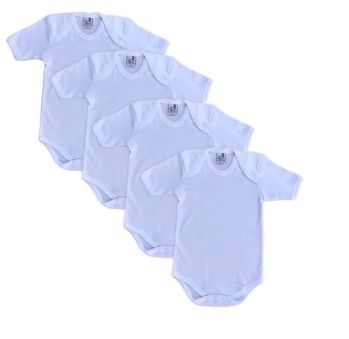 Zzz Zzz Petite Abeille Made In Italy-4 Body Per Neonato In 100% Cotone,Manica Lunga/Manica Corta/Smanicato (Corta/80)