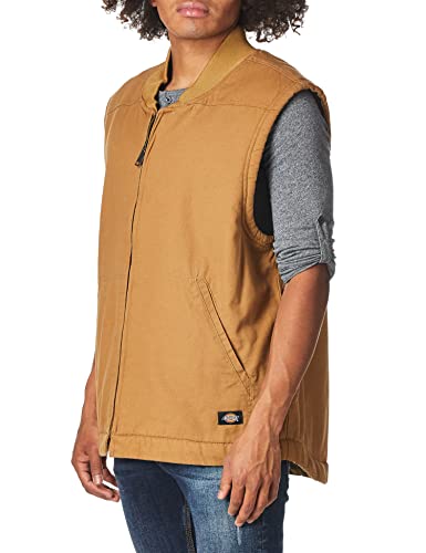 Dickies Men'S Relaxed Sherpa Lined Vest, Rinsed Brown Duck, Medium