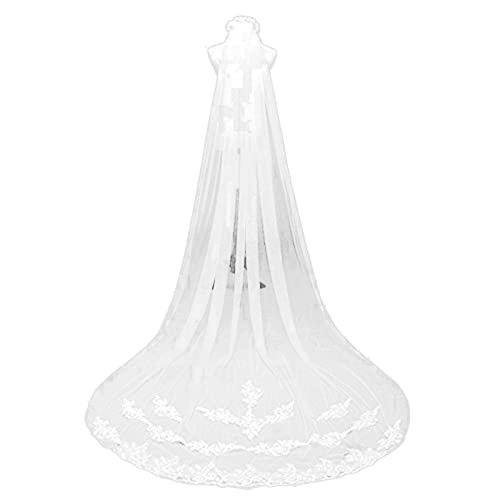 Velo Da Sposa Lungo 3 Metri, Velo Da Sposa In Tulle, Velo Da Sposa Morbido, Velo Da Sposa Da Sposa, Accessori Da Sposa Da Sposa (Bianco)