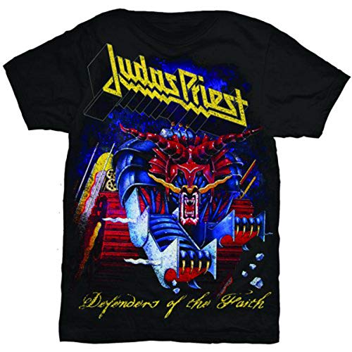Collectors Mine - Judas Priest - Defender Of Faith, T-Shirt Da Uomo, Manica Corta, Collo Rotondo, Nero (Schwarz (Schwarz)), Medium
