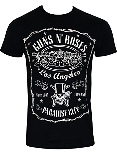 Rockoff Guns N' Roses Paradise City Etichetta T-Camicia, Nero, M Uomo