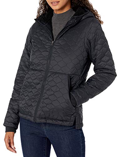 Amazon Essentials Piumino Leggero Con Cappuccio Impermeabile Foderato In Sherpa Donna, Nero, Xxl