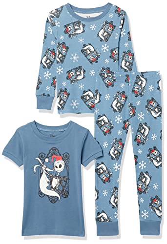 Amazon Essentials Disney | Marvel | Star Wars Set Di Pigiama Da Notte Attillati In Cotone Unisex Bambini E Ragazzi, Nightmare Santa Jack, 4 Anni