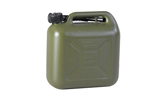 Hünersdorff Tanica Carburante Standard Da 10 Litri, Hdpe Colore Verde Oliva, Omologazione Un, Accessori Neri