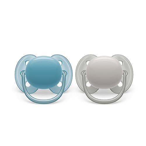 Ciuccio Philips Avent Ultra Soft - 2 Ciucci Morbidi E Flessibili Per Bambini Di Età Compresa Tra 6 E 18 Mesi, Senza Bpa, Con Custodia Da Trasporto Per
