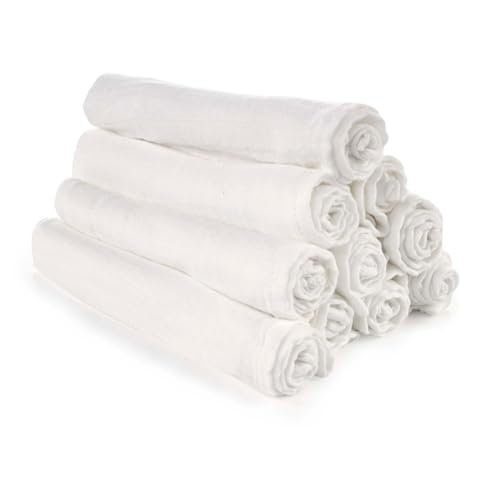 Jané Pack Da 10 Mussole Multiuso, Allattamento, Tessuto Naturale Cotone E Bambù, Antiacaro, 35 X 35 Cm, Bianco