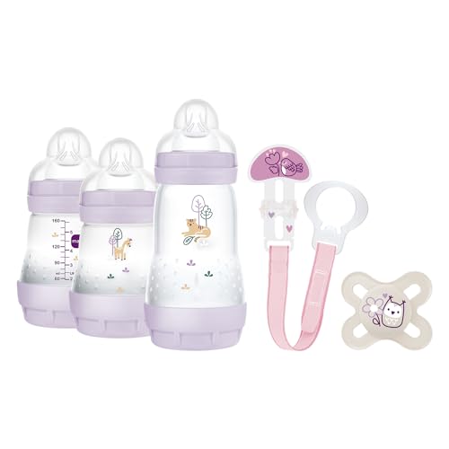 Mam Set De Recién Nacido, Set Regalo, Incluye: 2 Biberones Anticólico De 160Ml, 1 Biberón Anticólico De 260Ml, 1 Chupete Original Start, 1 Broche Para