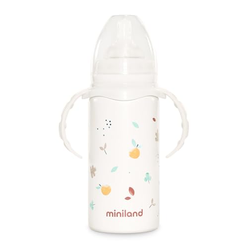 Miniland Thermobaby Valencia 240Ml. Thermos Da 240 Ml In Acciaio Inox Con Tettarella, Doppio Strato Di Acciaio, Che Mantiene La Temperatura Della Beva