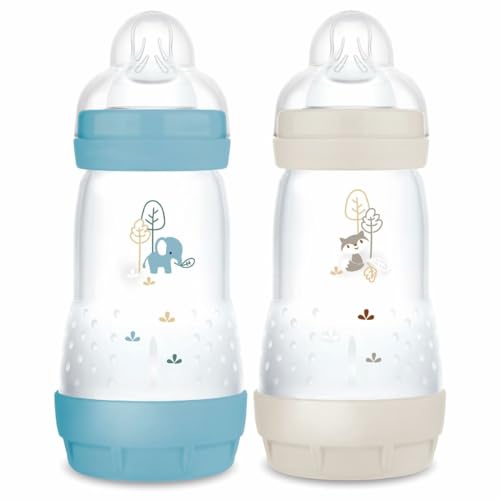 Mam Set Di 2 Biberon Easy Start Anti-Colica 2+ Mesi Di Flusso Medio (2 X 260 Ml) Oceano + Sabbia - Biberon Per Ridurre Le Coliche E Il Disagio Del Bam