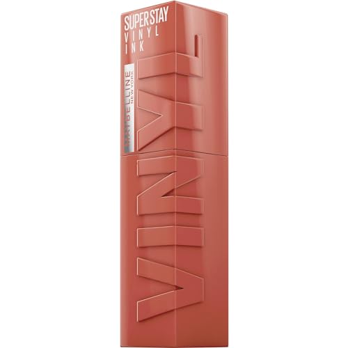 Maybelline New York Rossetto Liquido Super Stay Vinyl Ink Nude Shock, Effetto Vinilico E Labbra Brillanti Fino A 16H, Formula Vegana, 105 Golden, 4,2