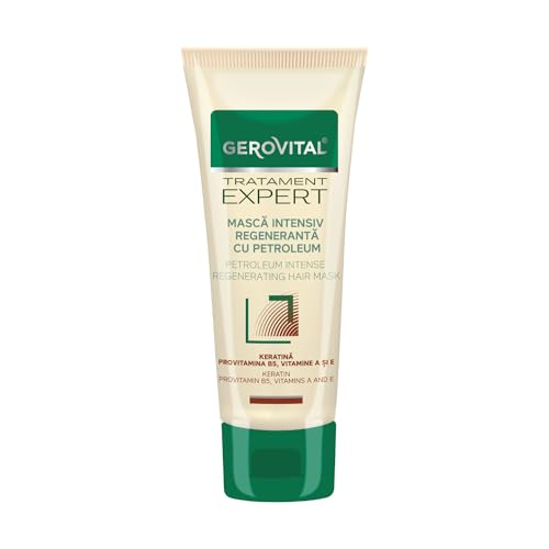 Maschera Capelli, Trattamento Ristrutturante, Rigenerante, Idratante, Contiene Petroleum, Cheratina, Vitamina A Ed E, 150 Ml, Gerovital Tratament Expe