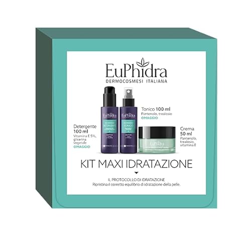 Euphidra Kit Maxi Idratazione Protocollo Idratazione Equilibrio Idrolipidico -Detergente. 100 Ml - Maxi Idratazione Tonico. 100 Ml - Maxi Idratazione