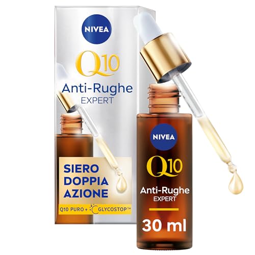 Nivea Q10 Anti-Rughe Expert Siero Viso Doppia Azione 30 Ml, Siero Viso Antirughe Con Tecnologia Anti-Glicazione, Siero Rimpolpante Viso Arricchito Con