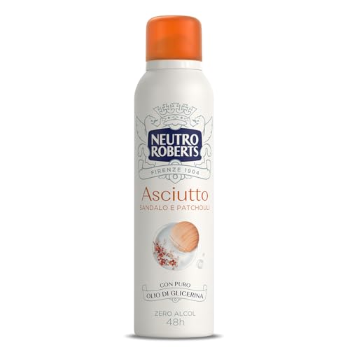 Neutro Roberts, Deodorante Spray Asciutto Sandalo, Zero Alcol, Con Cotone Naturale, Con Puro Olio Di Glicerina, Dermatologicamente Testato, Deodorante