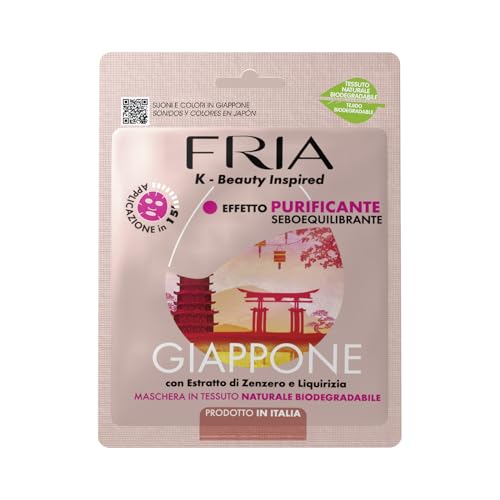 Fria K-Beauty Maschera Viso Giappone Con Estratto Di Zenzero, Cannella E Pimpinella, Effetto Purificante E Sebo Equilibrante Sulla Pelle, Dermatologic