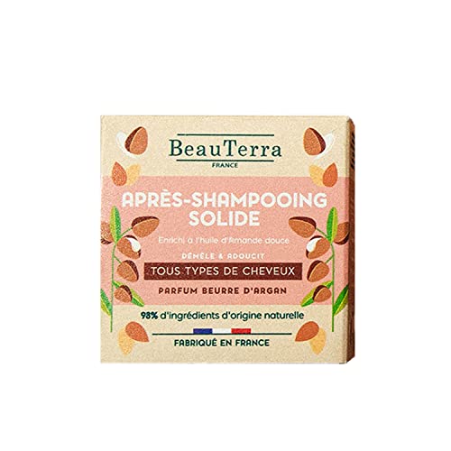 Beauterra - Dopo Shampoo Solido Per Tutti I Tipi Di Capelli, 50 G - Districa E Sublime - Con Olio Di Mandorle Dolci - Made In France - Eco-Progettato